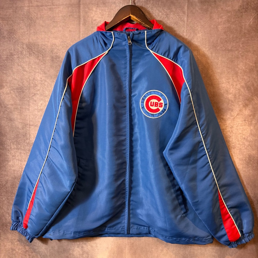 G-III Sports Chicago Cubs MLB Full Zip Track Jacket Blue Red Mens Large